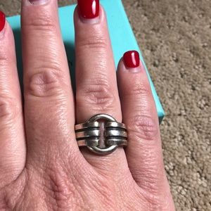 Tiffany Co Silver Atlas Groove Buckle Ring